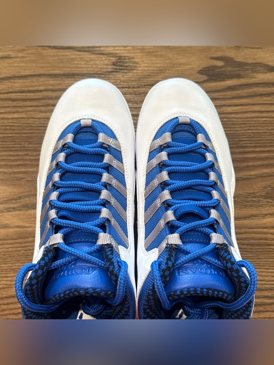 Size 8 Nike Air Jordan 10 TD Low Football Cleats White/Royal Blue CQ2072-104